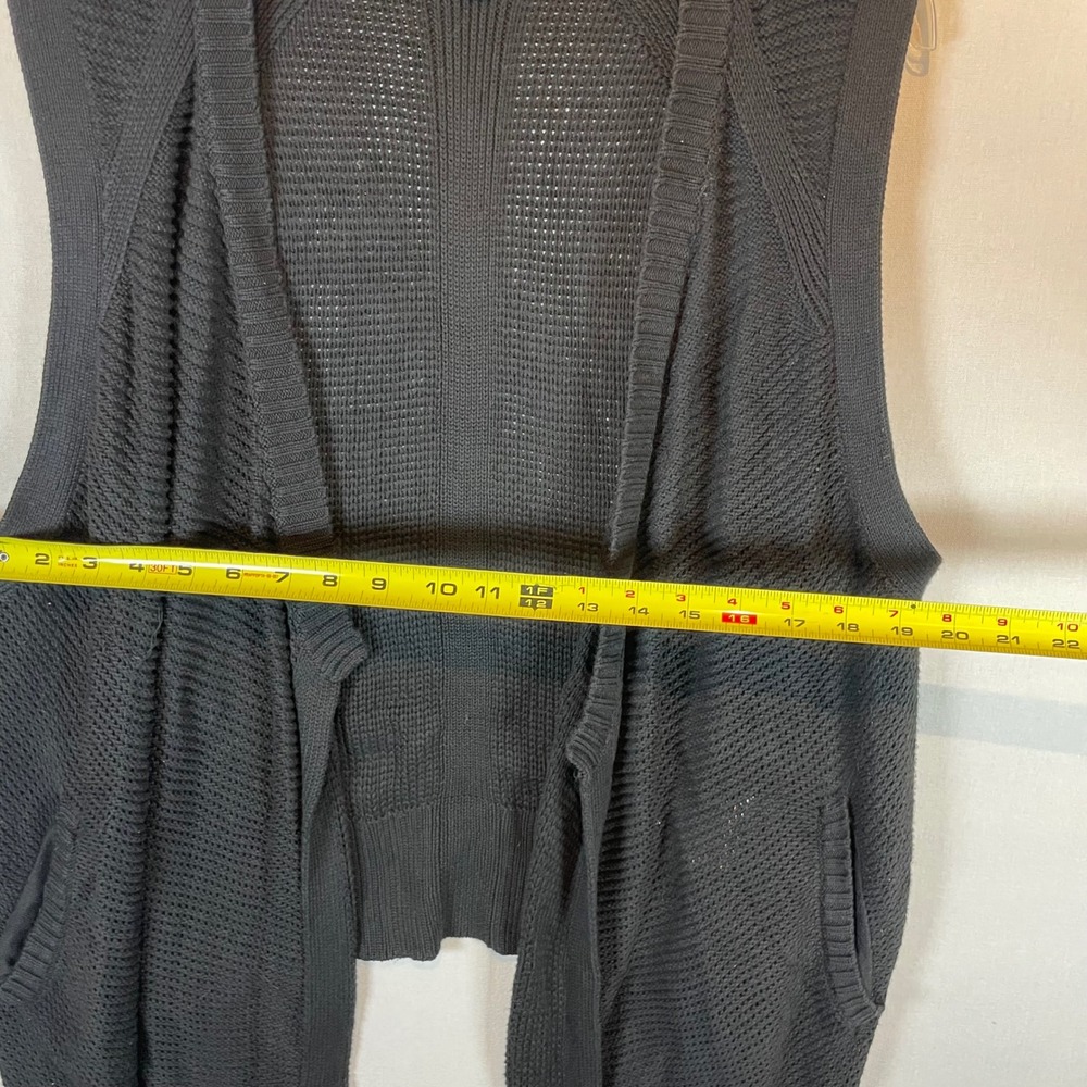 Banana Republic Womens Black Textured Knit Open Front Draped Vest Pockets Large - Picture 5 of 7